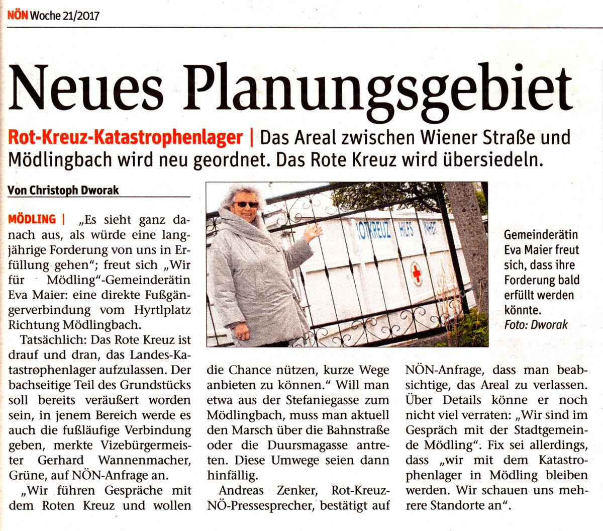 NÖN-Zeitungsartikel "Neuses Planungsgebiet"
