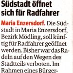 Zeitungsausschnitt "Südstadt öffnet sich für Radfahrer