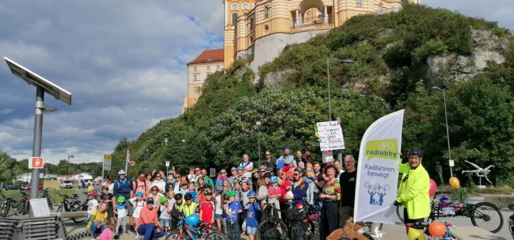 Kidicial Mass Melk – Radparade für Groß und Klein“ am 10.9.2022, <br>war mit 70 TeilnehmerInnen, darunter 35 Kinder, ein voller Erfolg