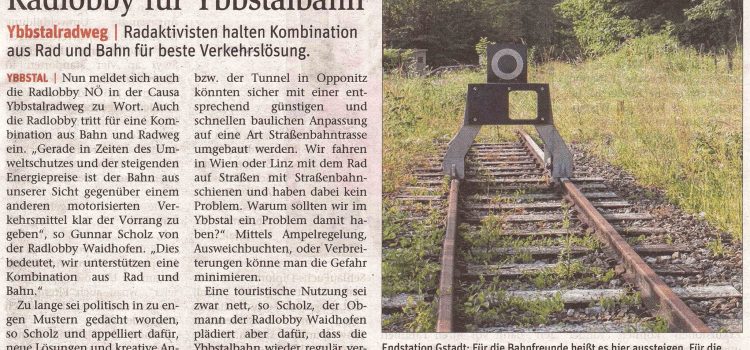 Waidhofen/Ybbs: Radlobby für Ybbstalbahn