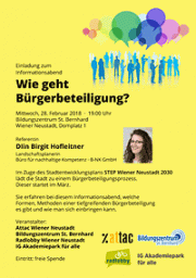 Wie geht Bürgerbeteiligung?<br>Informationsabend in Wiener Neustadt