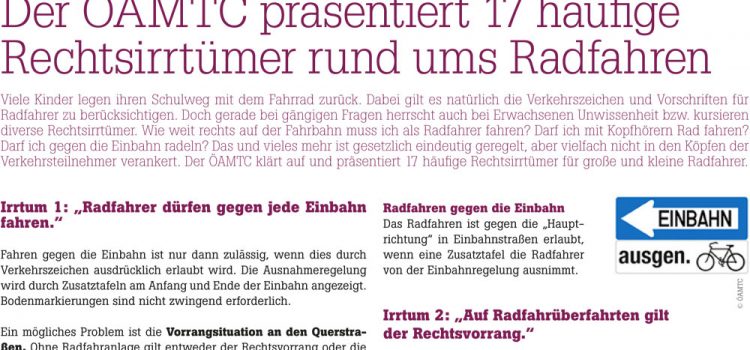 Citymagazin Wiener Neustadt:<br>ÖAMTC präsentiert 17 häufige Rechtsirrtümer