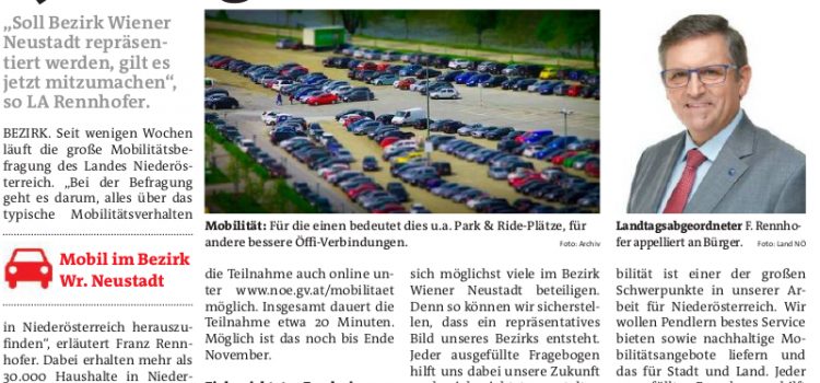 Mobilitätsbefragung in Niederösterreich bis Ende November!