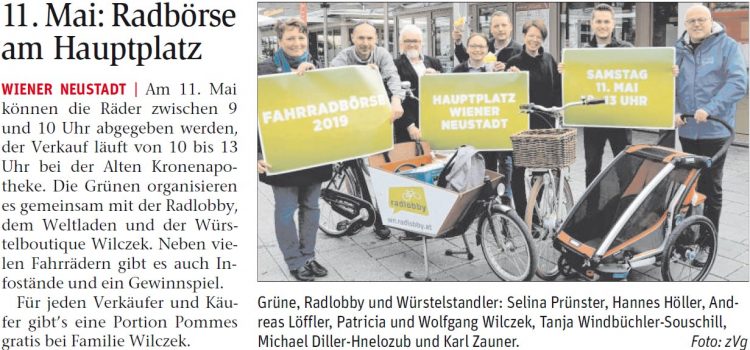 11. Mai 2018 – Radbörse der Grünen in Wiener Neustadt