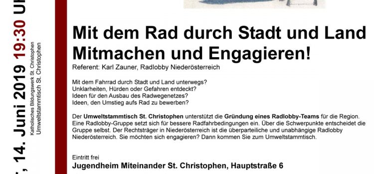 Umweltstammtisch St. Christophen inititiert Radlobby Gruppengründung  | 14. Juni 2019