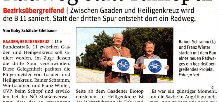 B11-Rückbau ermöglicht 1. Schritt zum Radweg-Lückenschluss