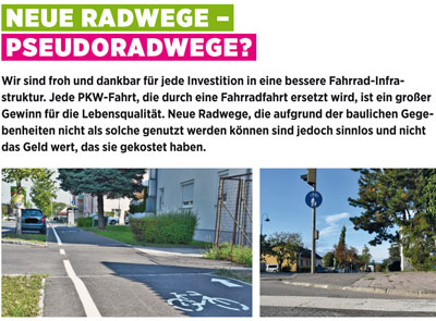Neue Radwege – Pseudoradwege? <br>Die Grünen Kottingbrunn berichten