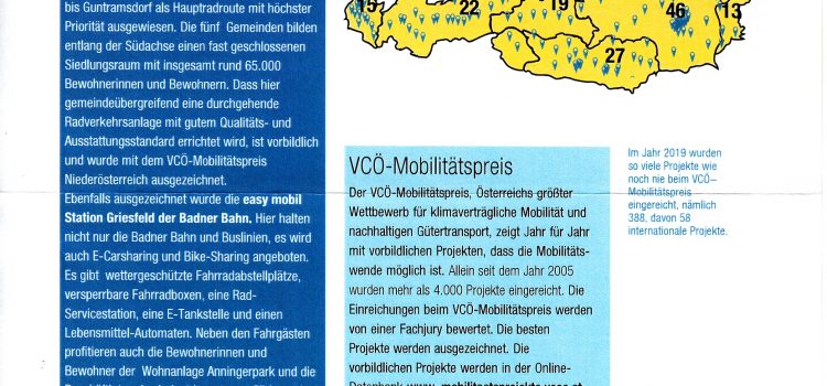 VCÖ-Mobilitätspreis für zwei Projekte im Bezirk Mödling