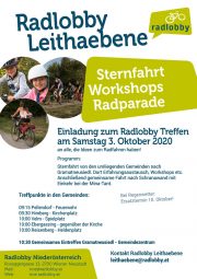 Radlobby Leithaebene: Sternfahrt · Workshops · Radparade <br>Treffen am Samstag, 3. Okt. 2020