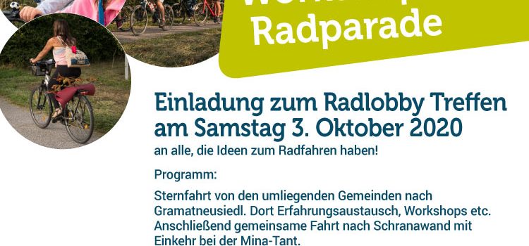 Radlobby Leithaebene: Sternfahrt · Workshops · Radparade <br>Treffen am Samstag, 3. Okt. 2020