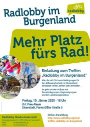 Einladung zum Treffen „Radlobby im Burgenland“<br>Freitag, 10. Jänner 2020, ab 18 Uhr, Freu-Raum in Eisenstadt