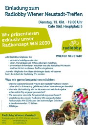 Einladung zum Radlobby Wiener Neustadt – Treffen <br>Dienstag, 13. Okt. 2020, 19.00 Uhr