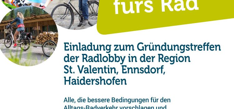 Einladung zur Gründung der Radlobby in der Region St. Valentin