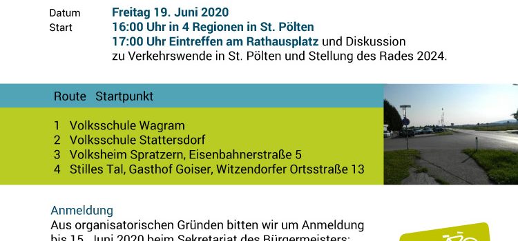 Verkehrswende Aktionstag in St. Pölten <br>19. Juni 2020 <br>Gemeinde-RAD-Tour