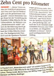 NÖN: Poysdorf radelt <br>10 Cent pro km für ein E-Bike-Rikscha des Urbanusheimes