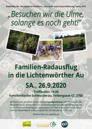 Familien Radausflug in die Lichtenwörther Au <br>Besuchen wir die Ulme, solange es noch geht <br>Sa. 26. Sept. 2020