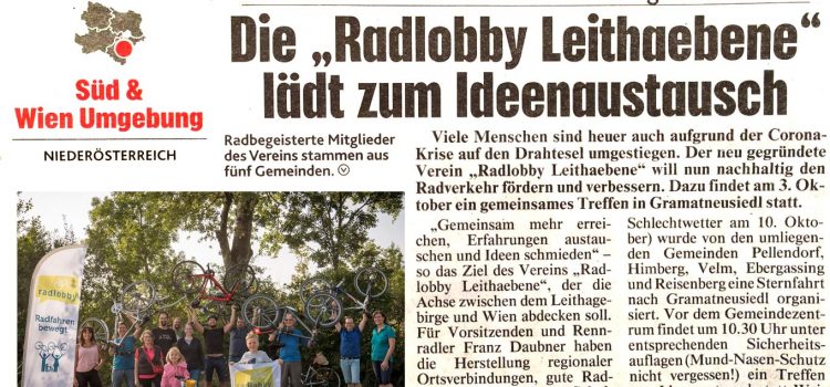 Krone: Radlobby Leithaebene lädt zum Ideenaustausch