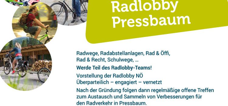 Einladung zur Gründung der Radlobby Pressbaum <br>Freitag, 2. Oktober 2020 · Rathaus Pressbaum