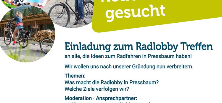 Einladung zum Radlobby Treffen in Pressbaum <br>Freitag, 22. Oktober 2020 · Rathaus Pressbaum