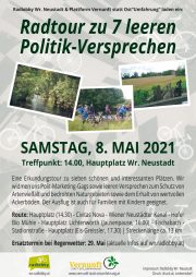 Wiener Neustadt • Samstag, 8. Mai 2021 <br>Radtour zu 7 leeren Politik-Versprechen