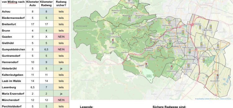 Montag, 17. Mai 2021 <br>Radlobby-Webinar | Radinfrastruktur-Vorschläge für Gemeinden <br>Beispiel Bezirk Mödling
