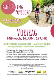 Radfrühling Poysdorf 2021 <br>Vortrag Dr. Klaus Renoldner <br>Radfahren – Gesundheit – Nachhaltigkeit