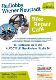 Wiener Neustadt: Bike Repair Café <br>10. Sept. 2021 · 18 Uhr