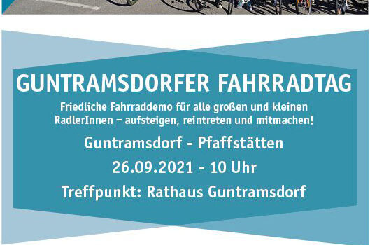 Guntramsdorfer Fahrraddemo 2021 AUFsteigen & MITmachen <br>So., 26. September 2021, 10 Uhr Rathaus Guntramsdorf