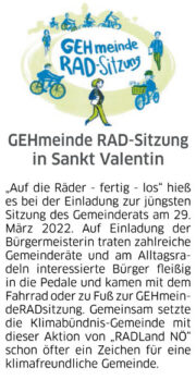 St. Valentin: Radlpass und GEHmeindeRADsitzung