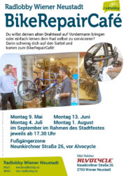 Wiener Neustadt: Bike Repair Café <br>Erster Termin: Montag, 9. Mai 2022 · 17.30 Uhr · Neunkirchner Straße 26