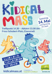 14. Mai: Kidical Mass – Kinderradparade <br>in Mödling, Wiener Neustadt, Eisenstadt <br>und in vielen Orten in Österreich