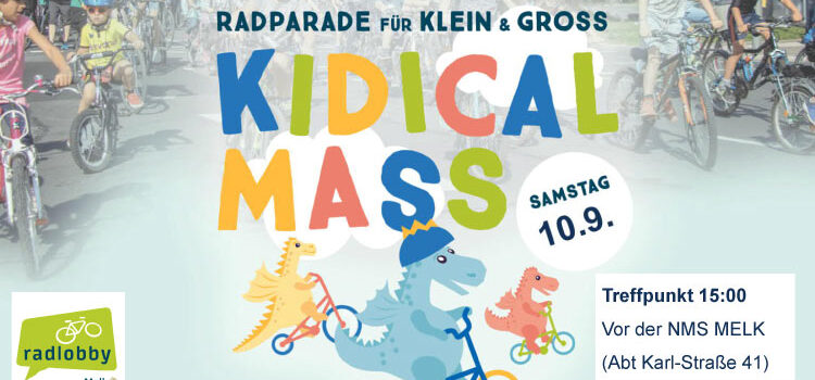 Fahrrad-Parade für Groß und Klein 1. Kidical Mass in Melk, Samstag, 10.9.2022, 15 Uhr