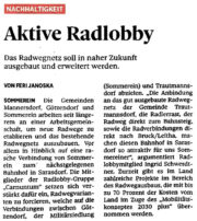 Mannersdorf, Götzendorf, Sommerein <br>Radwegenetz soll weiter ausgebaut werden – NÖN 17. Dez. 2022