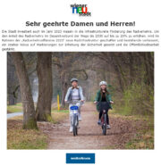 Email-News der Stadt Wiener Neustadt informiert über die “Radverkehrsoffensive 2023”