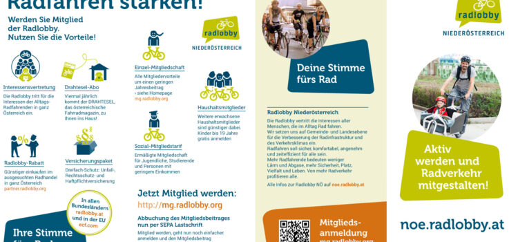 Neuer Radlobby NÖ Folder – Ausgabe 2023