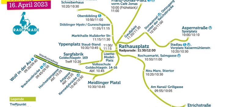 Große RADpaRADe in Wien am kommenden Sonntag, 16. April 2023 <br>Gemeinsame Anfahrt … auch für Niederösterreicher.innen