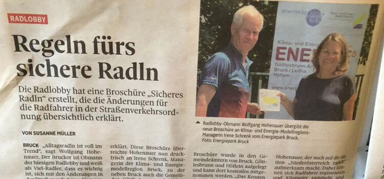 Radlobby Ratgeber “Regeln fürs Radeln” in Bruck an der Leitha