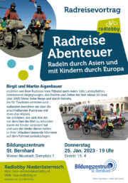 Donnerstag, 25. Jänner 2024<br>Radreise Abenteuer <br>vom Ybbstal nach Asien und mit Kindern durch Europa