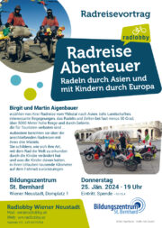 Vortrag: Radreise Abenteuer <br>Radeln durch Asien und mit Kindern durch Europa