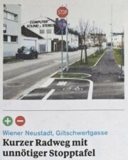 Wiener Neustadts Giltschwertgasse im Drahtesel