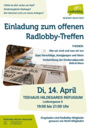 Radlobby Wiener Neustadt lädt zum offenen Meeting am 14. April