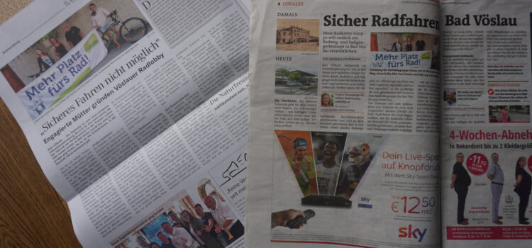 Radlobby Bad Vöslau stellt sich im Bezirksblatt, in der Badner Zeitung und im Stadtanzeiger BV vor