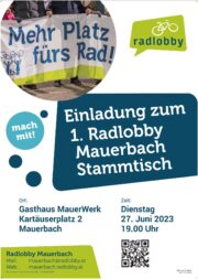 Einladung zum 1. Radlobby Stammtisch in Mauerbach