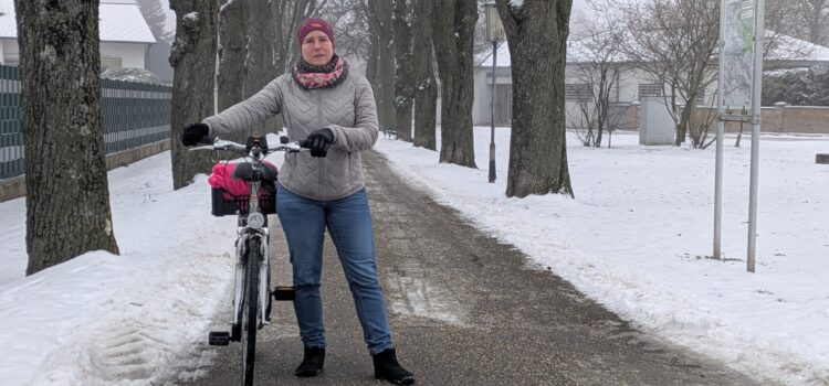 Radfahrerin des Winters Radfahrerin des Winters