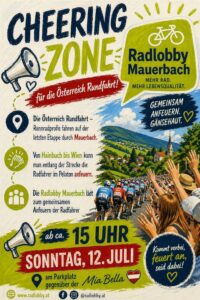 Österreich Radrundfahrt - Tour of Austria - Etappe vom 12. Juli 2026 durch Mauerbach - Einladung zur Cheering Zone.
