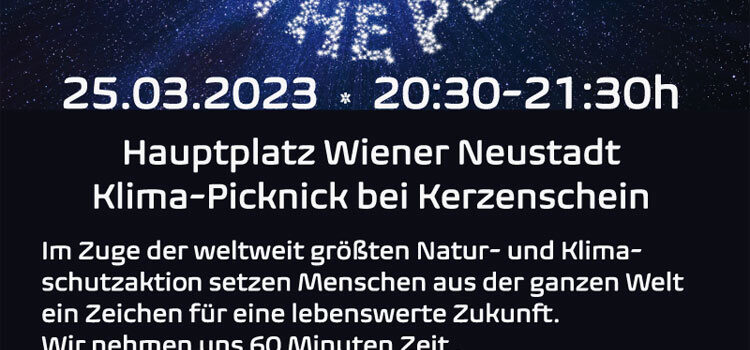Wiener Neustadt Hauptplatz: EARTH HOUR 2023 · Klimapicknick bei Kerzenschein