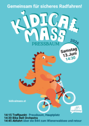 Samstag, 13. Juni 2026, Kidical Mass Pressbaum für den Radweg in Pressbaum<br>Vielfalt leben, Theaterschminke um 14:15<br>Bike Bell Orchestra, Seid dabei!