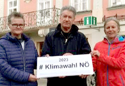 Klimawahl 2023 Klimabündnis AK Friederike Zauner Hannes Knett Irene Nemeth Bild: Klimabndnis AK