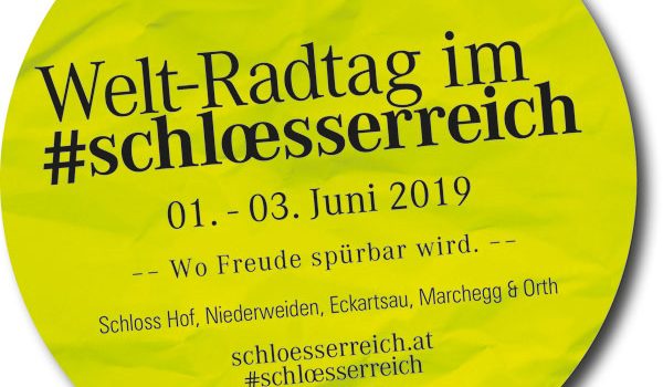 Am 3. Juni 2019 ist Welt-Radtag <br>Für Radfahrer gibts 20% Rabatt im Marchfelder Schlösserreich von 1.-3. Juni