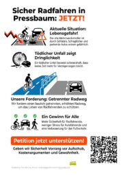 Petition für baulich getrennten Radweg<br> entlang der B44 in Pressbaum<br>openpetition.eu/!ktjdn